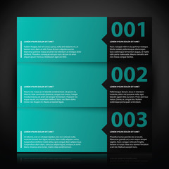 Three banners with text and numbers