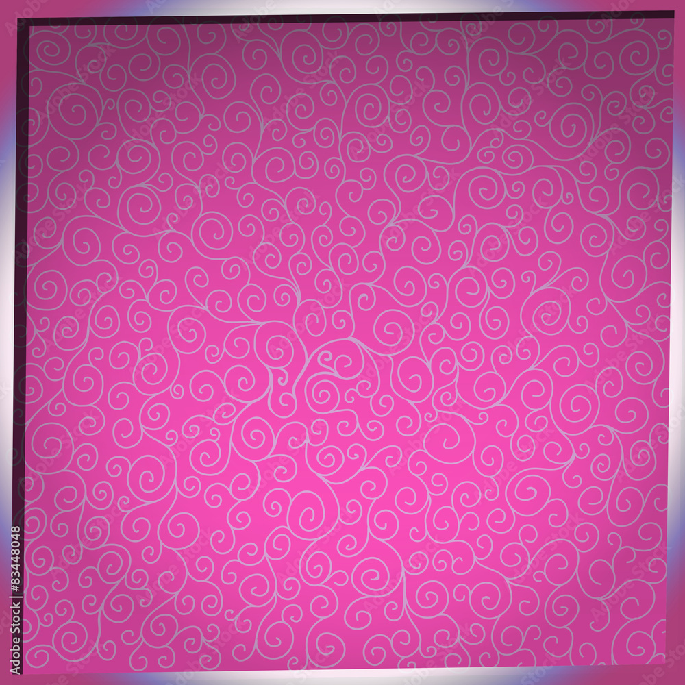 Poster pattern with curls on pink background