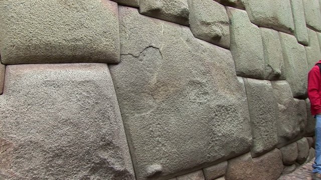 famous Inca wall with stone of 12 edges in Cusco, Peru
