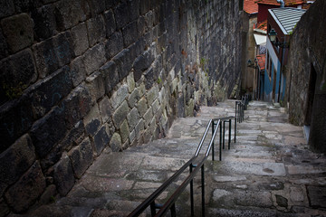 Steps Along Medieval Stone Wall