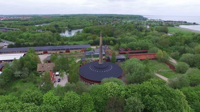 Aerial view of the Hoffmann kiln located in Nivaa, Denmark
