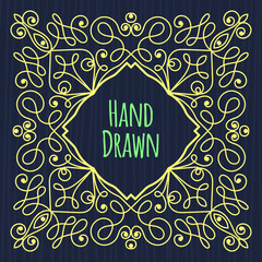 Vector floral frame in trendy mono line style 