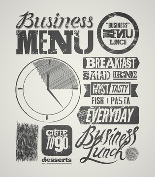 Restaurant menu typographic grunge design.