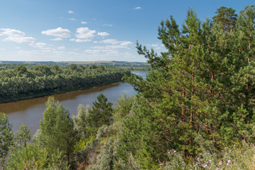 Fototapeta na wymiar Summer landscape with a river from a high bank