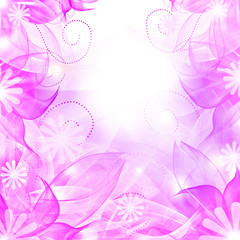 Beautiful flowers romantic pink veil on white