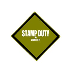 STAMP DUTY white stamp text on green background