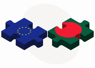 European Union and Bangladesh Flags in puzzle