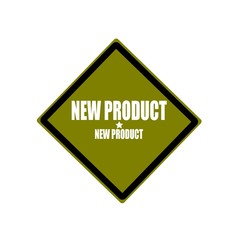 New product white stamp text on green background