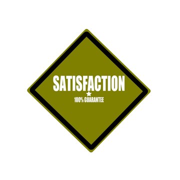  satisfaction white stamp text on green background