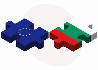 European Union and Bulgaria Flags in puzzle