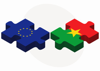 European Union and Burkina Faso Flags in puzzle