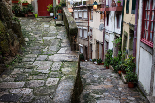 Fototapeta Medieval Alley in Ribeira Old Town of Porto