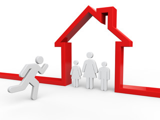 3d man running towards family