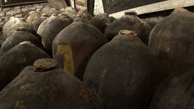 old wine barrils in a distillery in Ica, Peru
