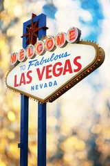 Fototapete Rund Willkommen im fabelhaften Las Vegas Nevada Schild © somchaij