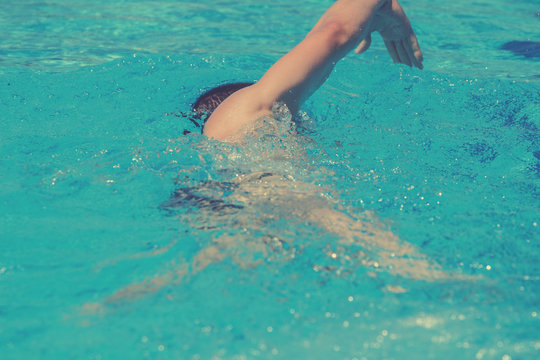 Sportsman swimming.