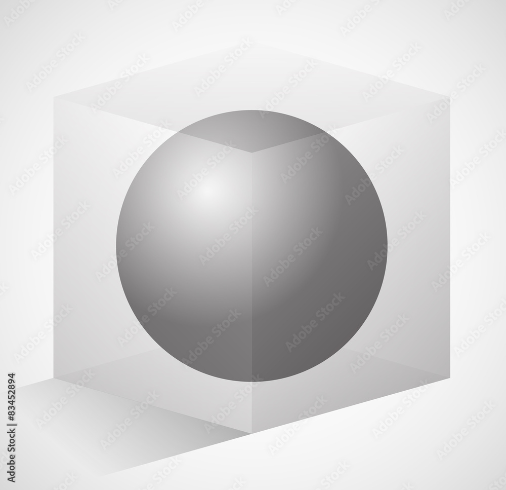 Poster sphere in cube. abstract 3d illustration. editable vector