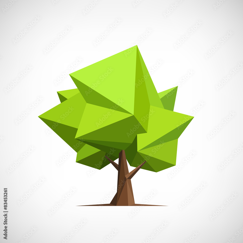 Wall mural conceptual polygonal tree. abstract vector illustration, low