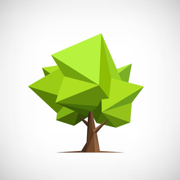 Conceptual polygonal tree. Abstract vector Illustration, low