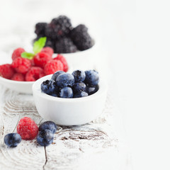 Fresh blueberries, raspberries and blackberries
