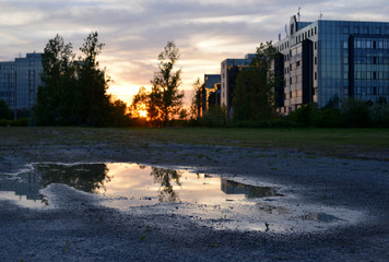 Brachfläche im Abendrot