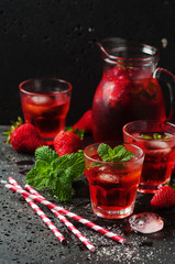 Fresh strawberry lemonade with mint