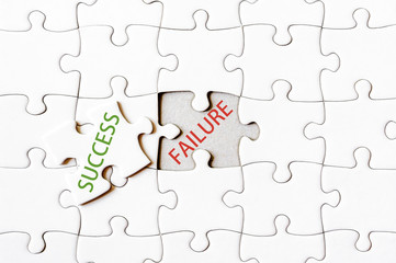Fototapeta premium Missing jigsaw puzzle piece with word SUCCESS