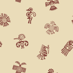 Seamless background with American Indians relics