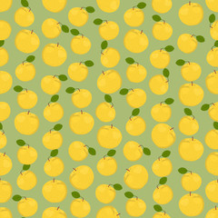 Seamless colorful background made of yellow apples in flat desig