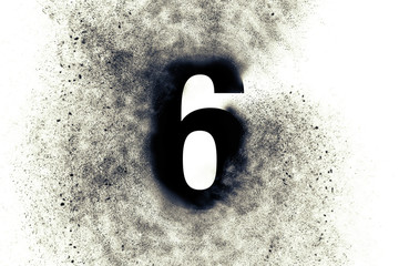 Character Number 6 three with particles on absrtact background 