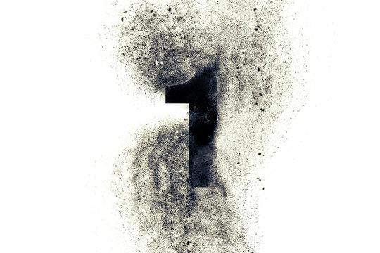 Character Number 1 with particles on absrtact background 