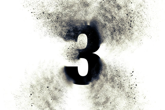 Character Number 3 three with particles on absrtact background