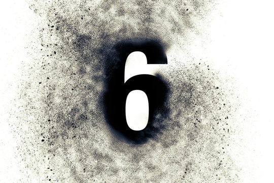Character Number 6 three with particles on absrtact background 