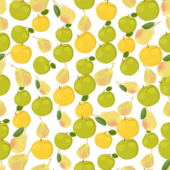 Seamless colorful background made of apples and pears 