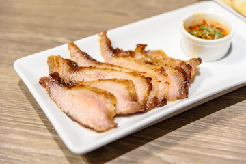 Charcoal-boiled pork neck, Grill pork (Thai style food)