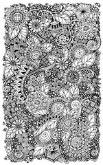 Ethnic floral retro zentangle doodle background pattern circle
