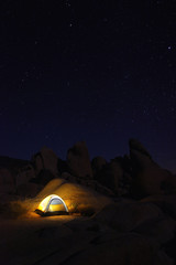 Fototapeta na wymiar Camping at Night in Joshua Tree Park