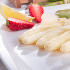 White asparagus with green sauce