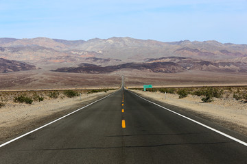 road lines in death valley, california, usa