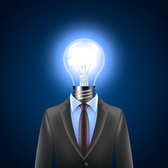 Lamp-head businessman, idea concept vector © La Gorda