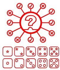 Set of quiz elements - emblem and button to select difficulty