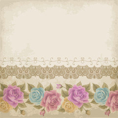 Old paper background with roses