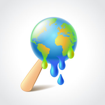 Earth like melting ice cream vector illustration