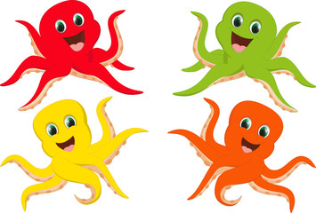 happy colorful octopus cartoon 