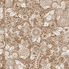 Seamless floral retro doodle grunge  pattern in vector. 