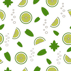 Cocktail Mojito seamless pattern. Vector illustration. Hand draw