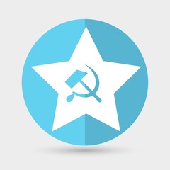 Communist star with hammer and sickle on white background.