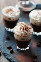 Delicious coffee with crean and cocoa