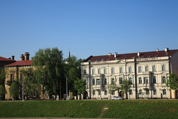 Building on the left bank of the river Neris