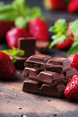 Chocolate with mint and strawberry